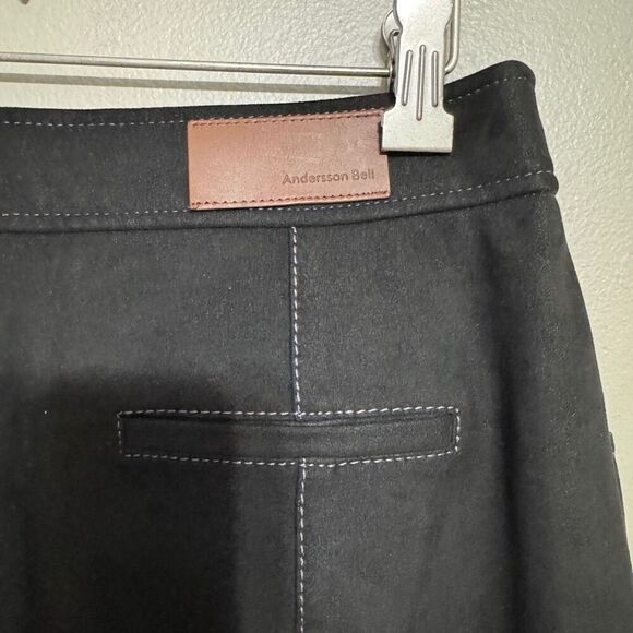 ANDERSSON BELL - Renee Faux Suede Black Flare Pants size 40 - Picture 7 of 9